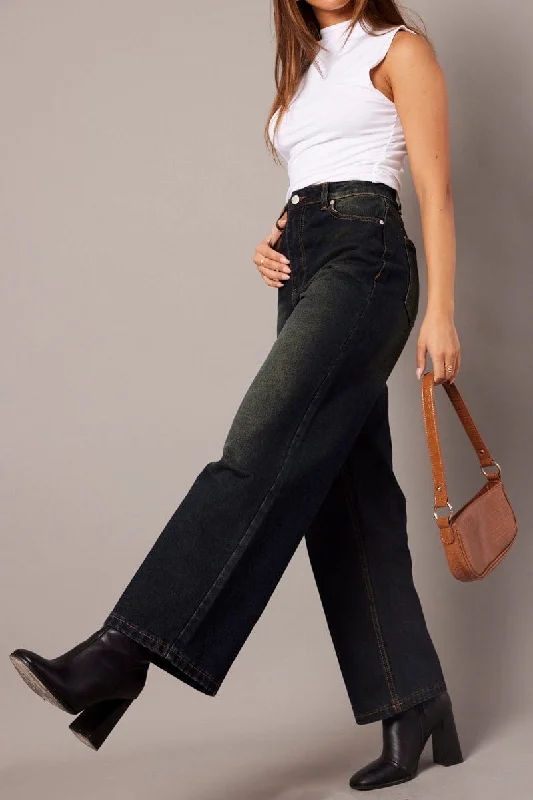 Inspired By You, Designed For You Denim Wide Leg Jean Mid Rise Dirty Wash