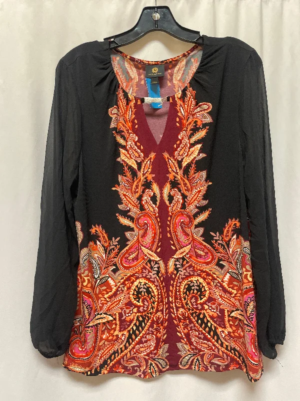 Top Long Sleeve By Jm Collections In Black, Size: L