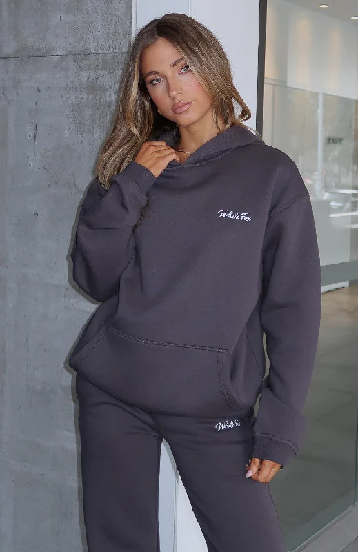 Trendy Styles Match Your Words Oversized Hoodie Charcoal