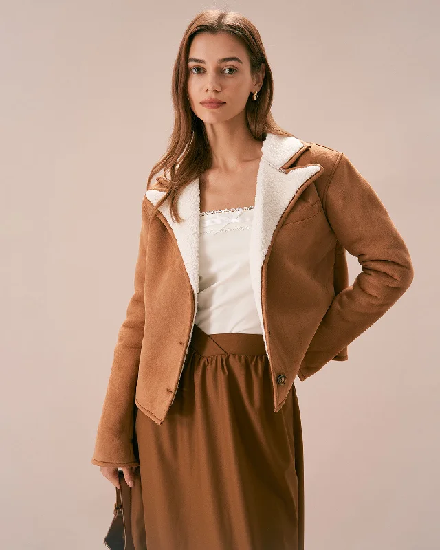 Seasonal Style Discounts The Brown Lapel Single Breasted Suede Jacket