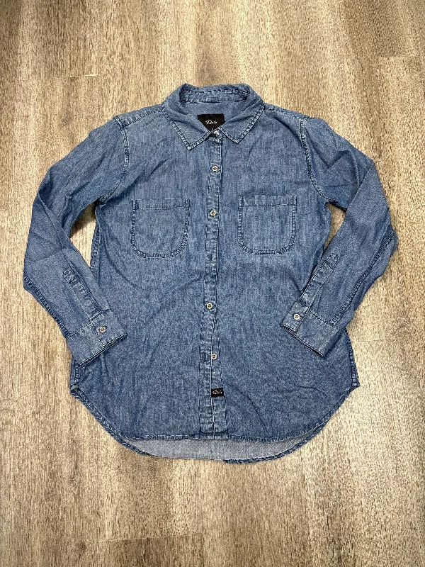 Top Long Sleeve By Rails In Blue Denim, Size: M