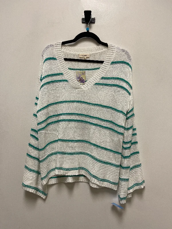 Sweater By Ee Some In Green & White, Size: M