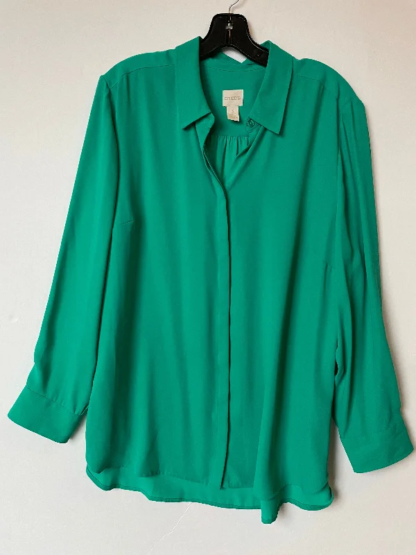 Tunic Long Sleeve By Chicos In Teal, Size: Xxl