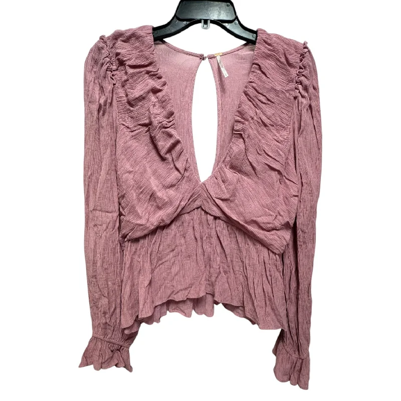 Daia Top Long Sleeve By Free People In Mountain Flower Pink, Size: L