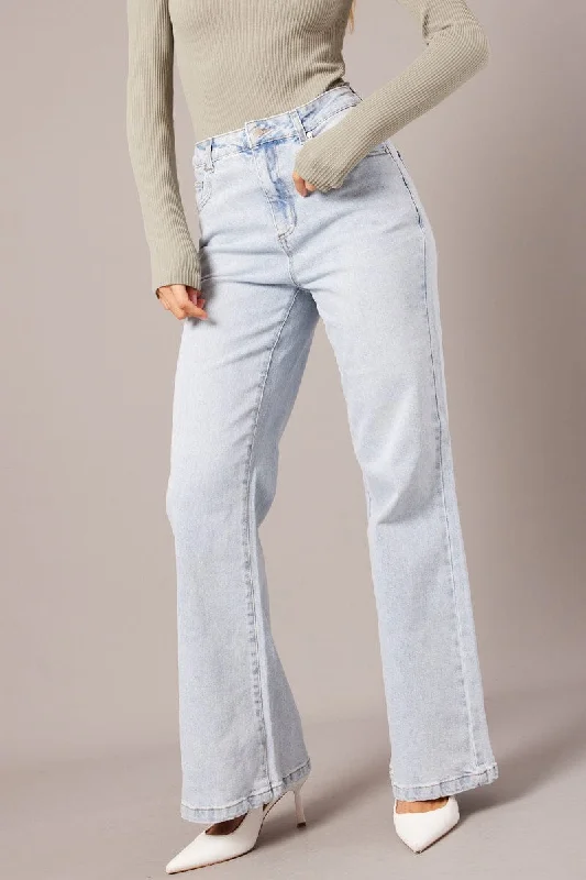 Chic Style Denim Wide Leg Jean High Rise