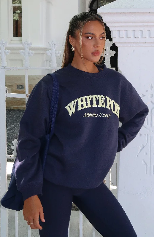 Everyday Glamour Athletics Era Oversized Sweater Navy