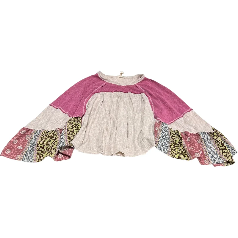 Top Long Sleeve By Blu Pepper In Cream & Pink, Size: S