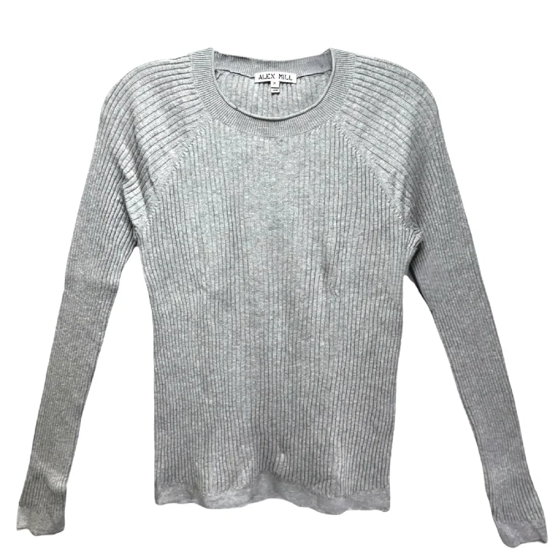 Cotton Cashmere Blend Ribbed Sweater By Alex Mill In Light Grey, Size: M