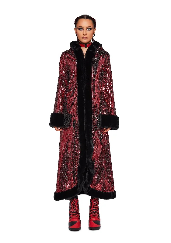 Chic Outfits Disco Fusion Hooded Duster - Red