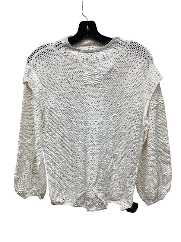 Top Long Sleeve By White House Black Market In White, Size: M