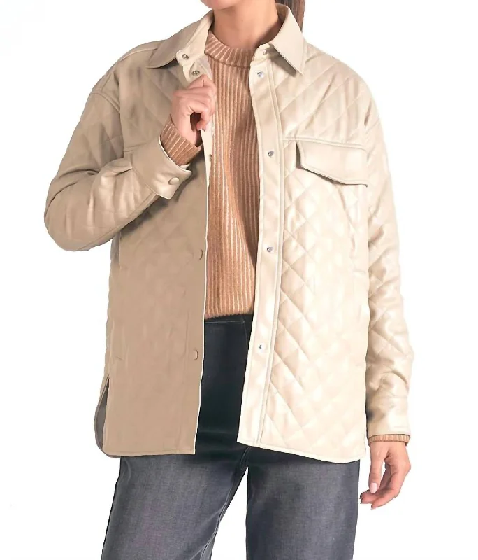 Coastal Beach - Inspired Style Minka Quilted Jacket In Stone