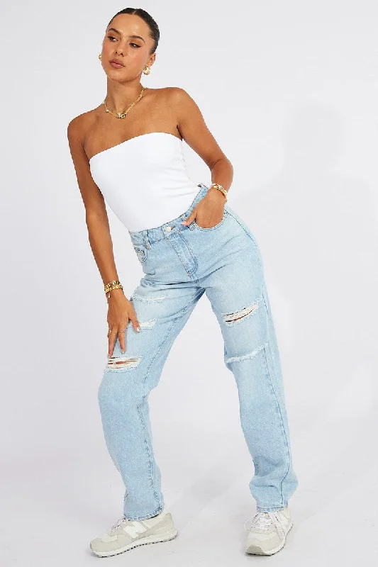 Current Trends Denim High Rise Jean Ripped