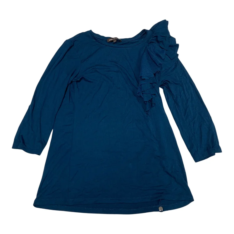 Top Long Sleeve By Adrienne Vittadini In Navy, Size: S