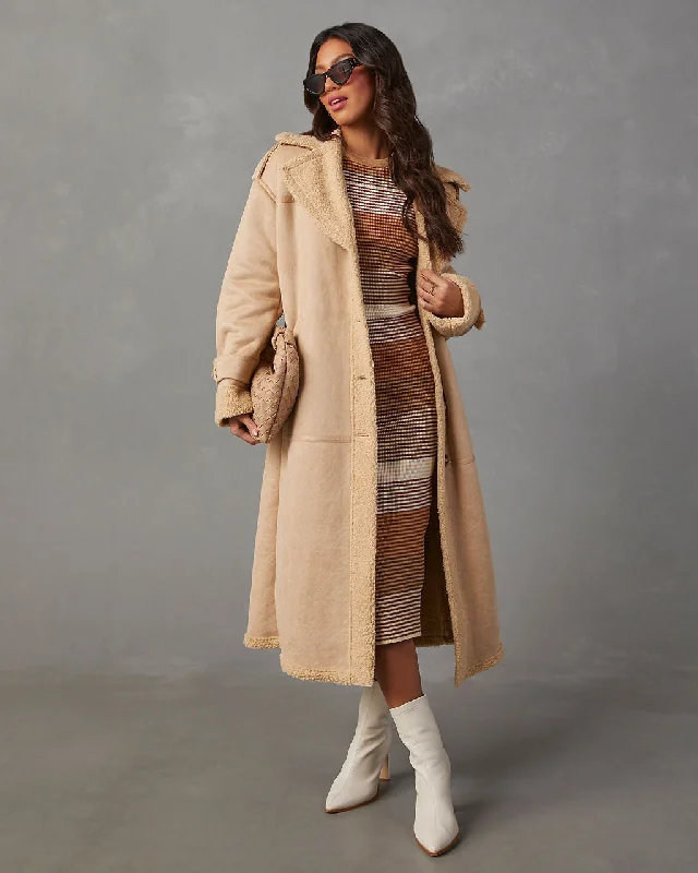 Hot Styles Hobbes Sherpa Lined Suede Pocketed Coat