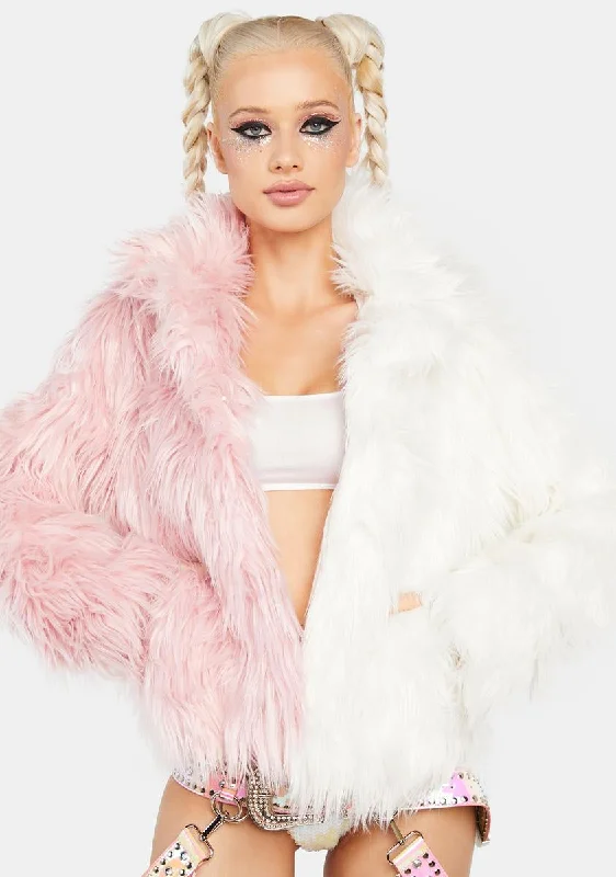 Save On Inspired Styles Blush Balancing Act Faux Fur Jacket