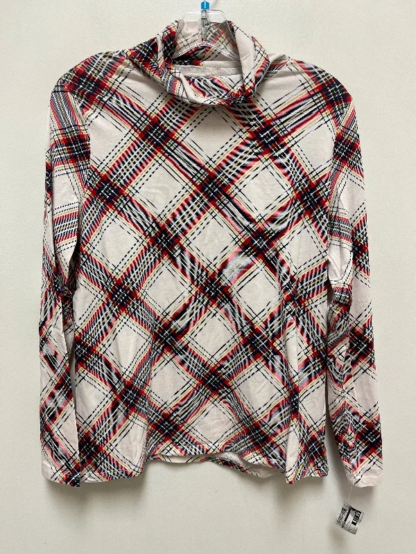 Top Long Sleeve By Talbots In Plaid Pattern, Size: L