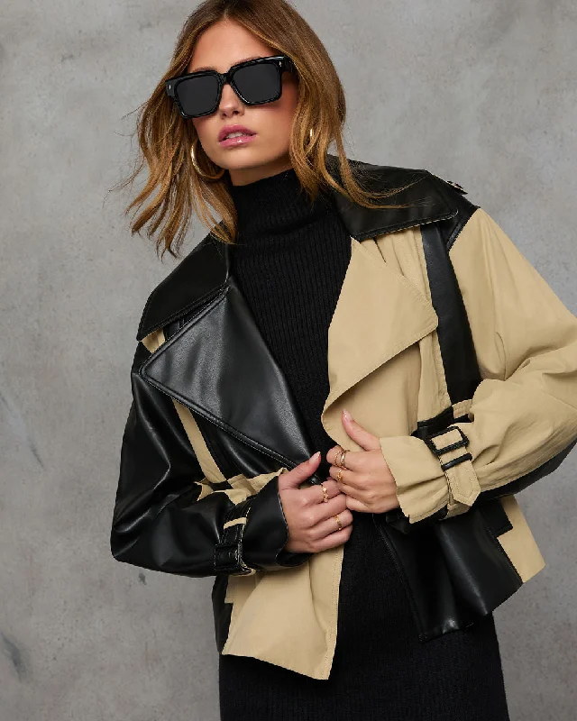 Huge Discounts This Week See Me Now Color Block Leather Jacket