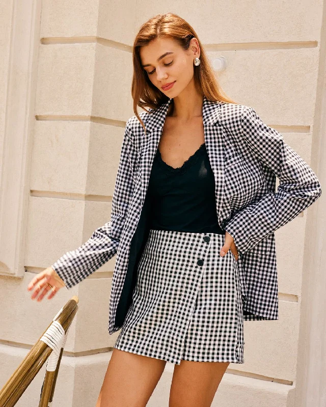 Comfortable Chic The Black Lapel Plaid Single-Breasted Blazer