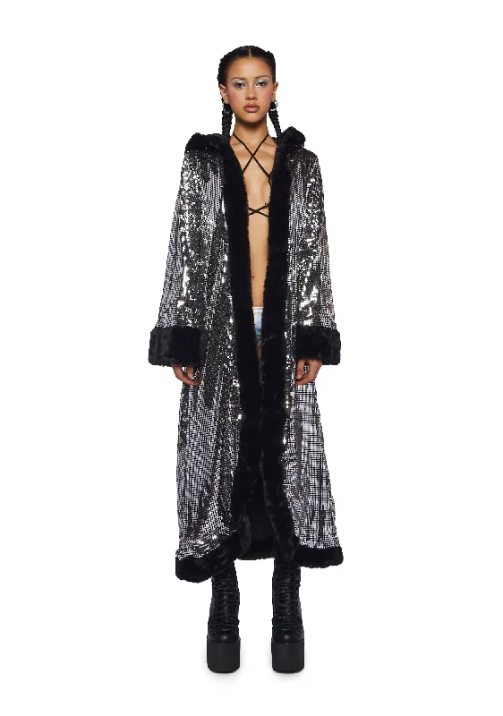 Save On Inspired Styles Disco Fusion Hooded Duster - Silver