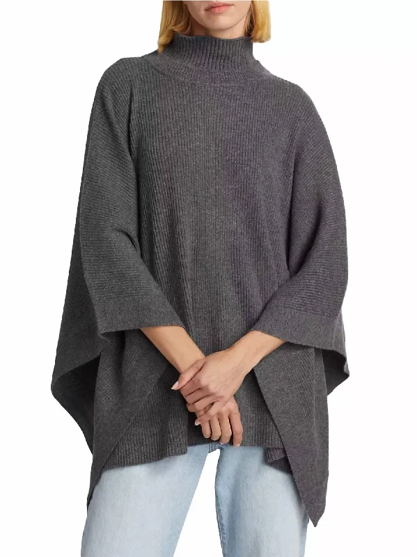 Hot Trends Pancia Cashmere Cape In Grey