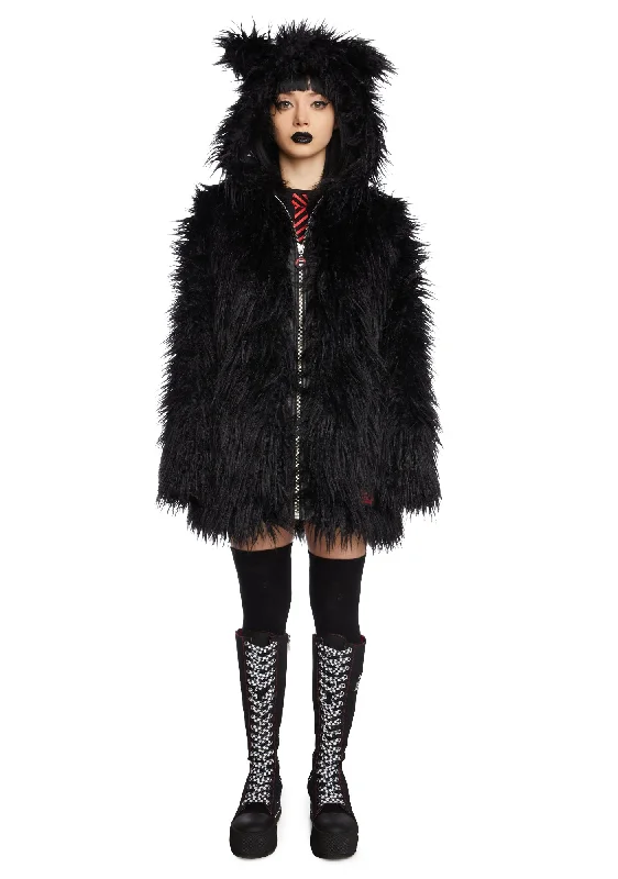 Attire Sale Don't Bother Meow Faux Fur Jacket