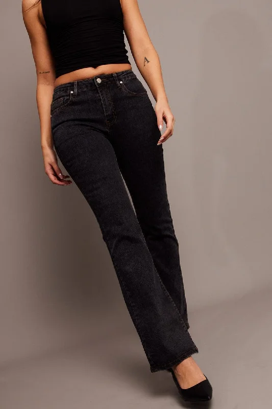 Luxury Style Denim Flare Jean Mid Rise