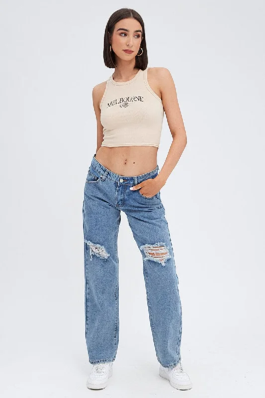 Feminine Allure Denim Straight Jeans Low Rise