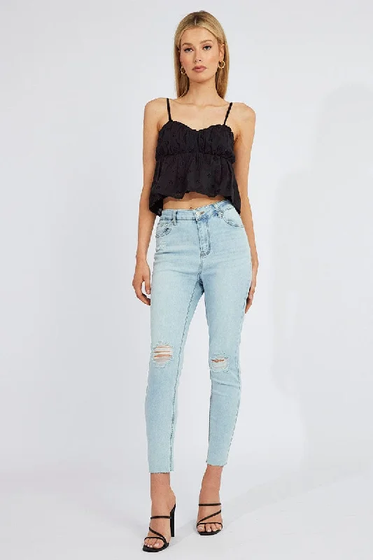 Trendy Street Style Attire Denim Skinny Jean High Rise