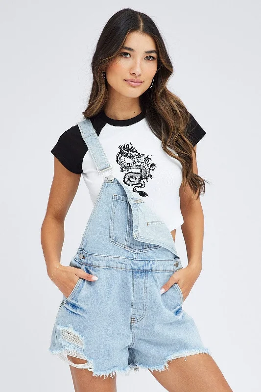 Alluring Design Denim Short Overall Jeans