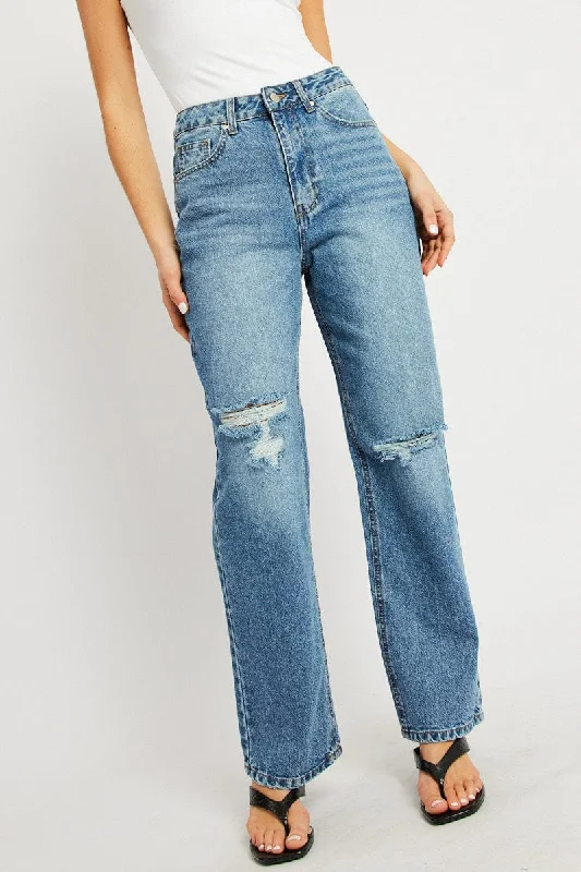 Hot Trends Denim Straight Jean Mid Rise