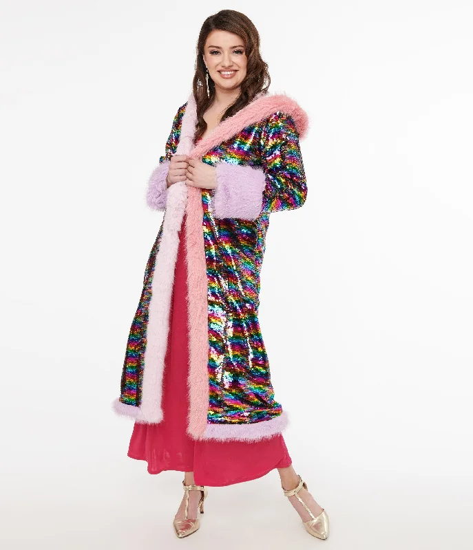 Huge Savings On Parisian Styles Rainbow Sequin Long Coat