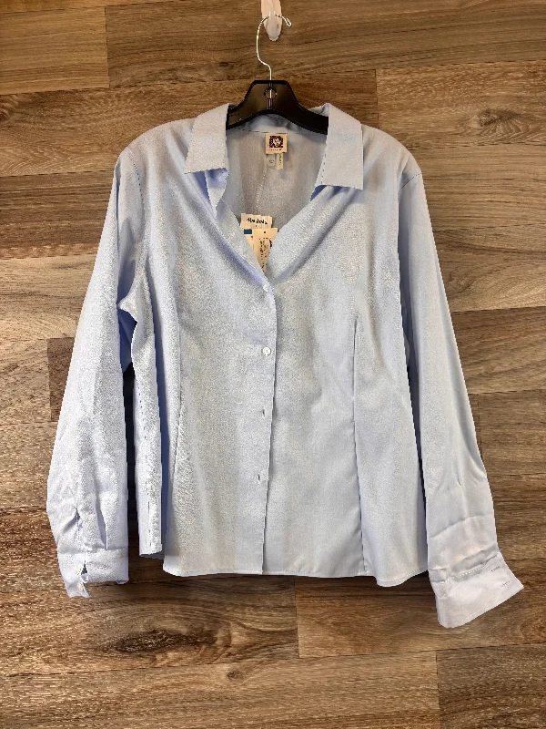 Top Long Sleeve Basic By Anne Klein In Blue, Size: Xl