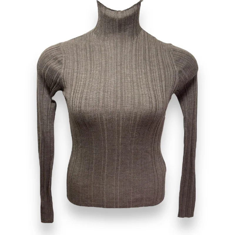 Featherweight Silk Cashmere Turtleneck Sweater By Buck Mason In Taupe, Size: M