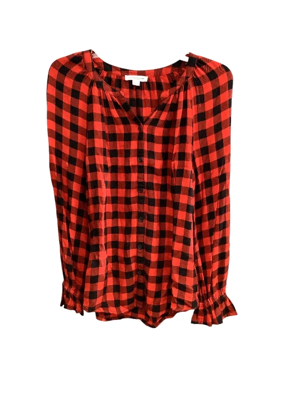 Top Long Sleeve By Beachlunchlounge In Plaid Pattern, Size: Xs