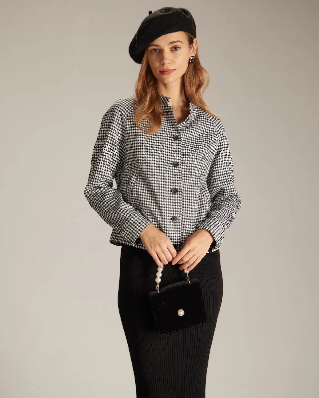 Snag Fabulous Fashion Bargains The Black Mock Neck Houndstooth Jacket