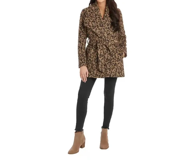 Buy More, Save More Albany Leopard Coat In Tan