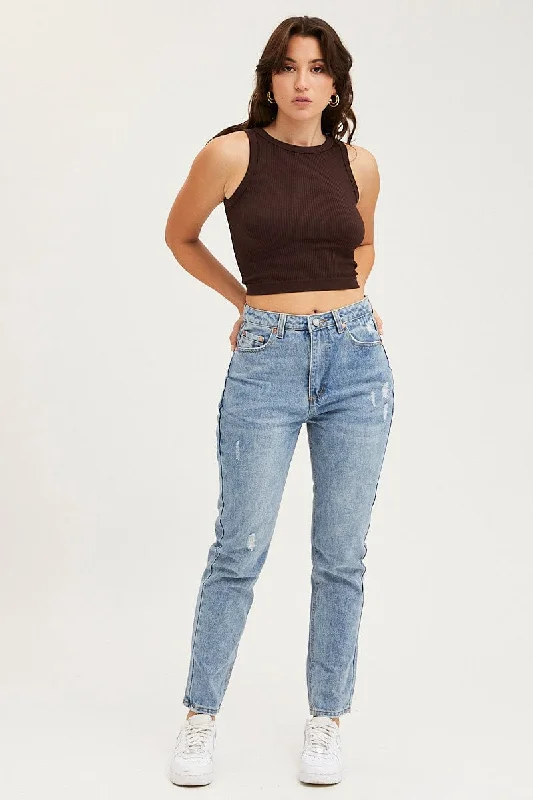 Limited Stock, Big Discounts Blue Mom Jeans High Rise