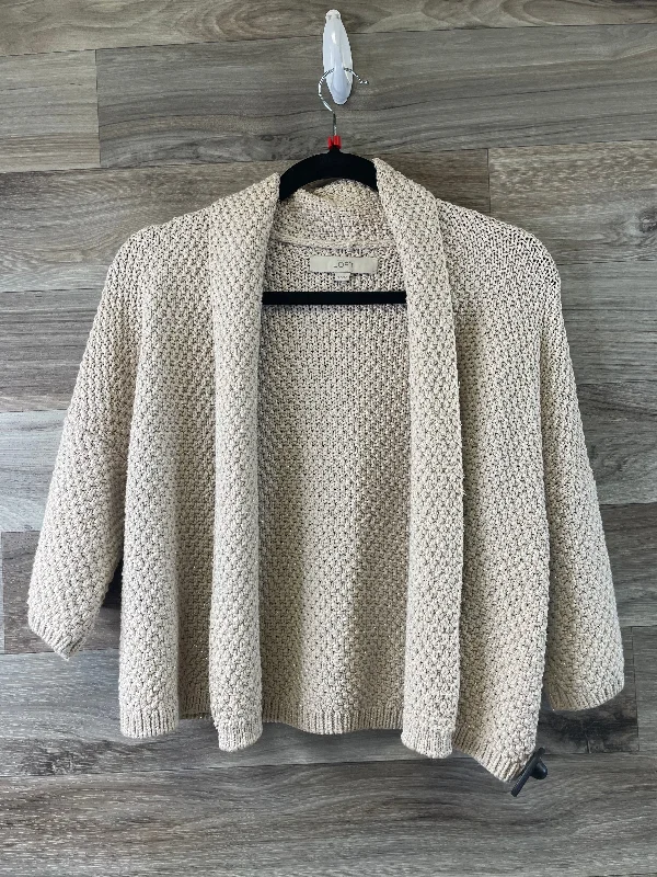 Sweater Short Sleeve By Loft In Cream, Size: S