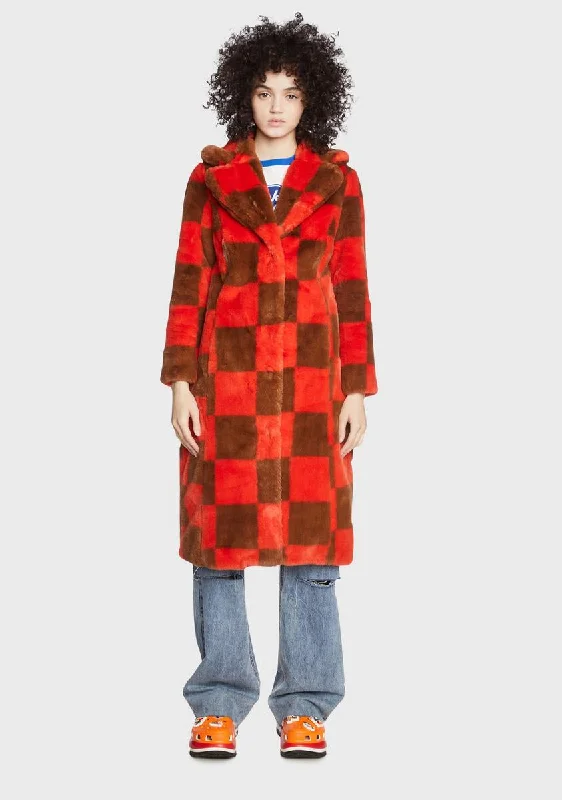 Enjoy Discount Checkerboard Kai Faux Fur Coat