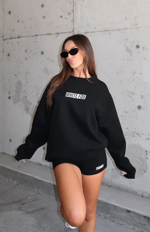 Trendy Women's Wear Run The World Oversized Sweater Black