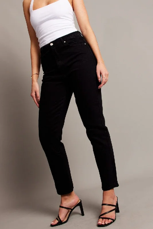 Urban Sophistication Black Boyfriend Jean High Rise