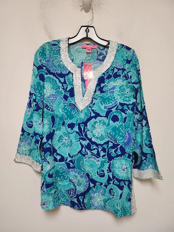 Top Long Sleeve Designer By Lilly Pulitzer In Blue & Green, Size: Xs