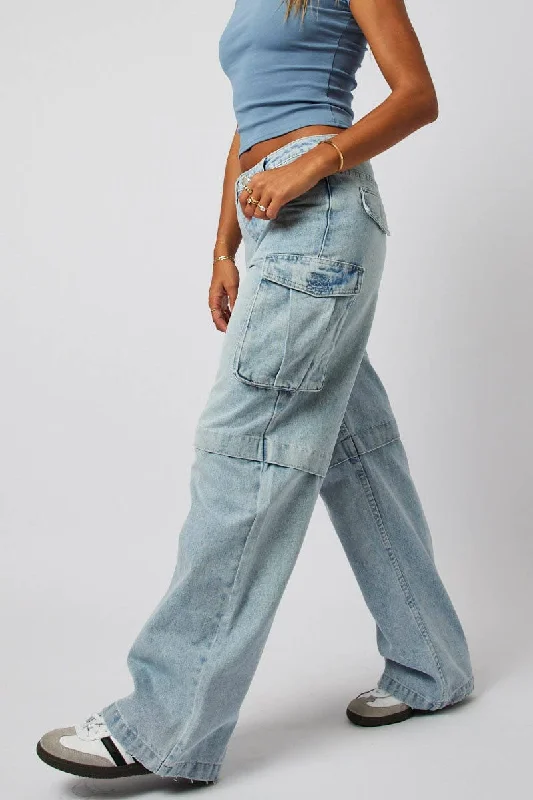 Now On Sale For Chic Urban Styles Denim Cargo Jean Out Pocket