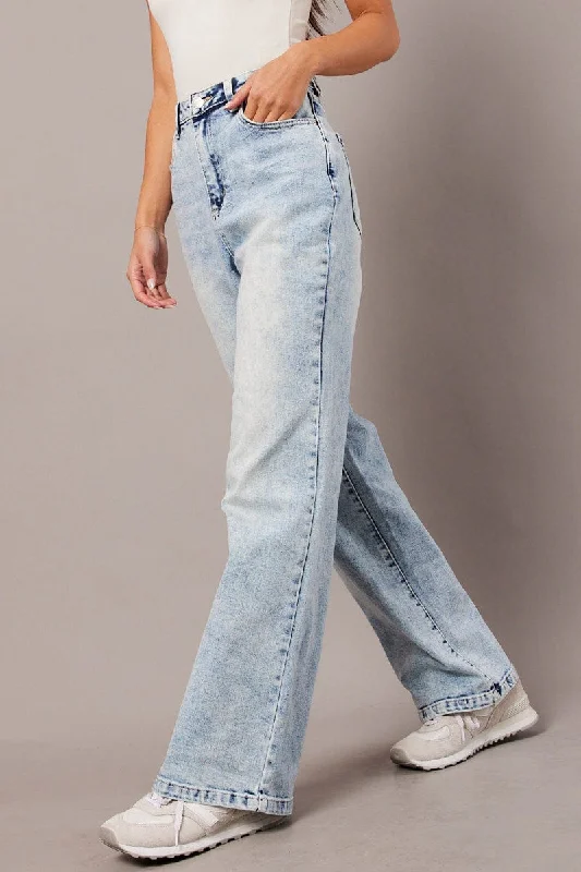 Fashion Essentials Denim Straight Jean High Rise Acid Wash