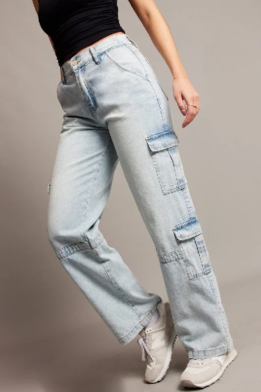 Season Offer Denim Cargo Jean Mid Rise