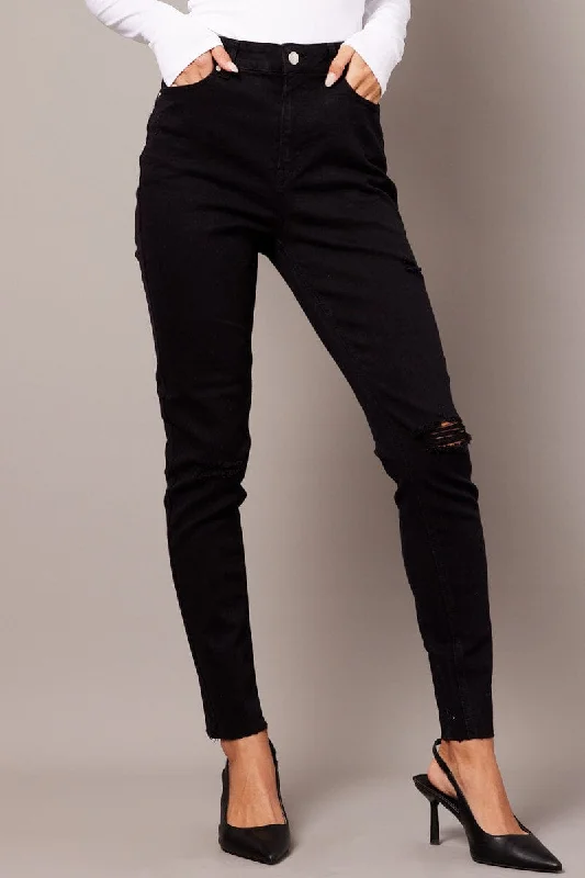 Graceful Drape Black Skinny Jean High Rise