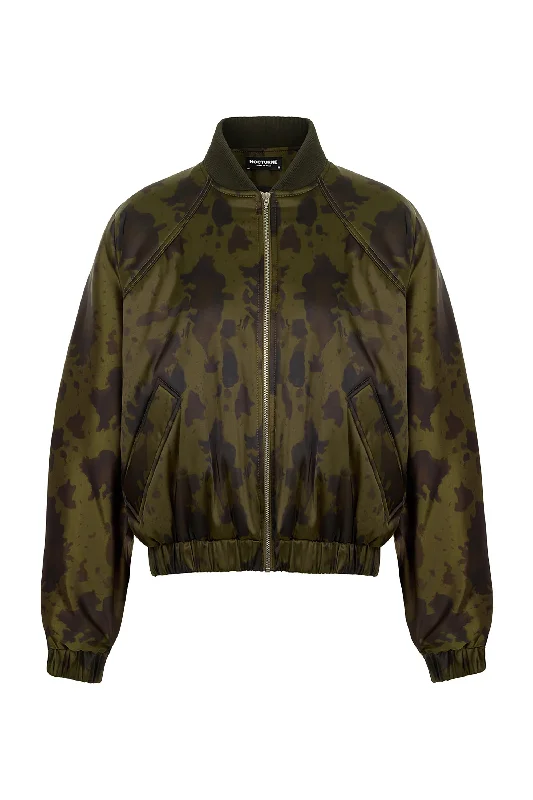 Flash Sale Now Printed Satin Bomber Jacket