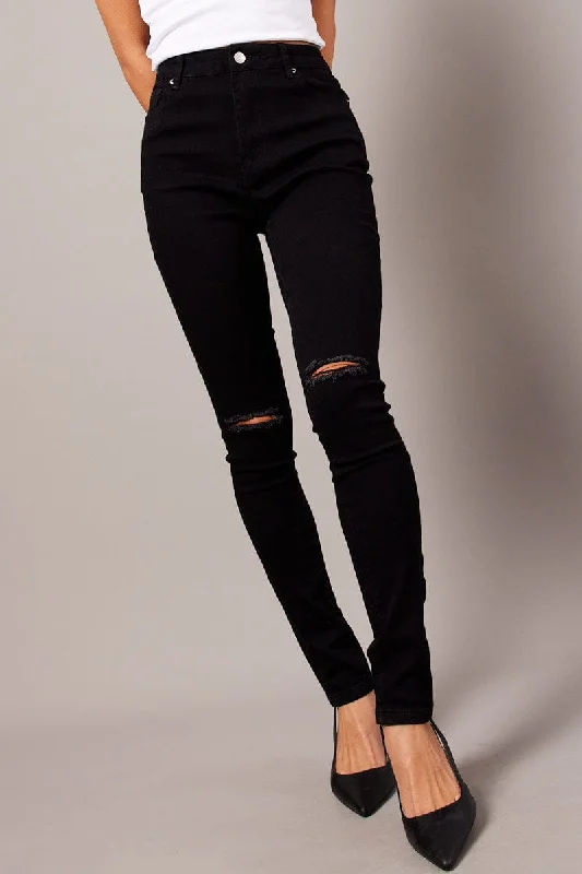 Modern Women's Fashion Black Skinny Jean High Rise