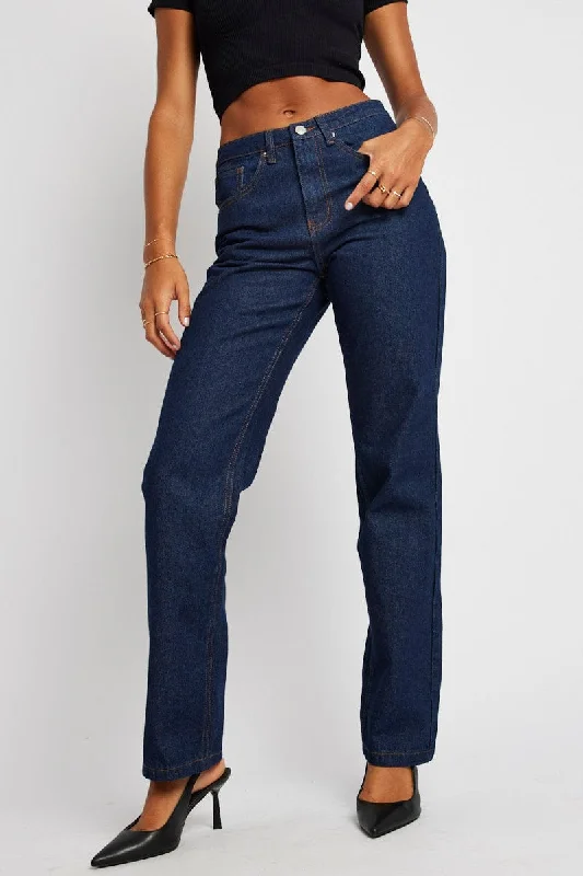 Unleash Your Trendy Side Denim Straight Jean High Rise