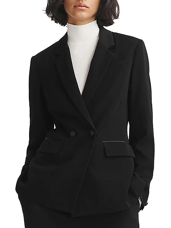 Hollywood Glam Award - Show Style Tessa Womens Solid Crepe One-Button Blazer